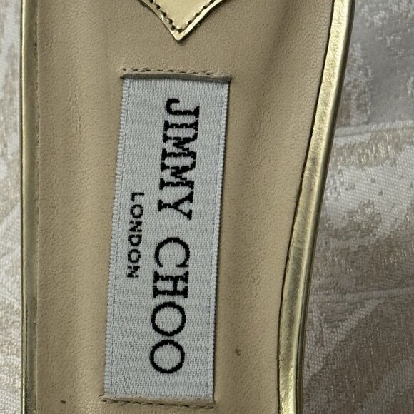 JIMMY CHOO GOLD HEEL OPEN TOE HEELS - Picture 3 of 12